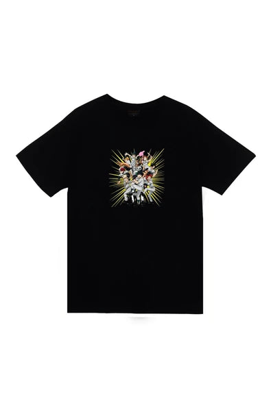 fame-stoned My Hero Academia Anime Baskılı Unisex %100 Pamuk Siyah T-shirt