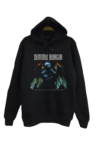 Dimmu Borgir Spiritual Black Dimensions albüm baskılı siyah kapüşonlu sweatshirt
