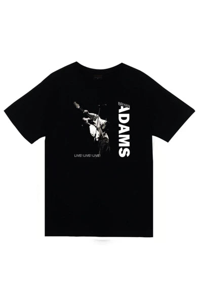 fame-stoned Bryan Adams Baskılı Unisex %100 Pamuk Siyah T-shirt