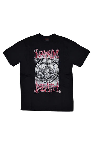 fame-stoned Napalm Death Baskılı Unisex %100 Pamuk Siyah T-shirt