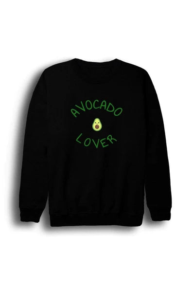 Avocado Lover baskılı siyah sweatshirt