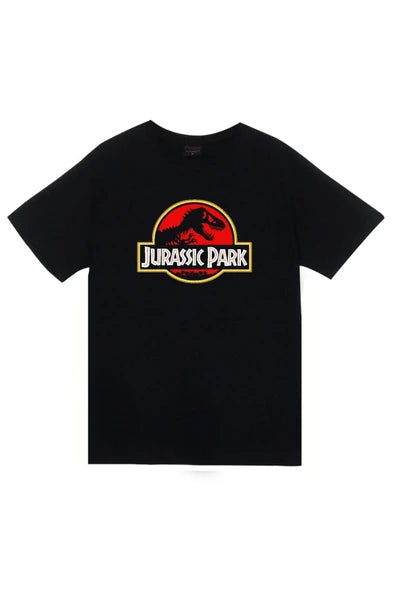 fame-stoned Unisex Siyah Jurassic Park Baskılı T-shirt