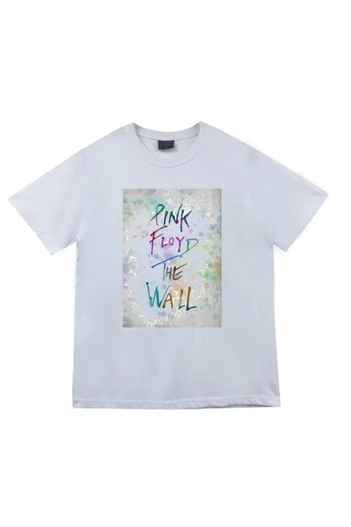 fame-stoned Pink Floyd Baskılı Unisex %100 Pamuk Beyaz T-shirt