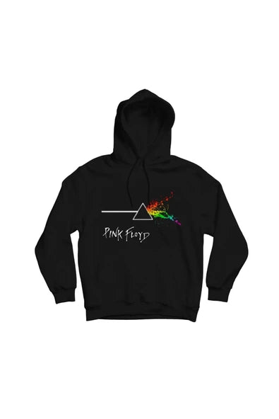 Pink Floyd The Dark Side of baskılı siyah kapüşonlu sweatshirt