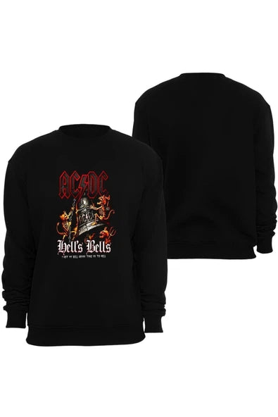 fame-stoned Acdc Baskılı Unisex Bisiklet Yaka Sweatshirt