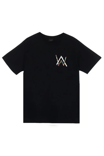 fame-stoned Alan Walker Baskılı Unisex %100 Pamuk Siyah T-shirt