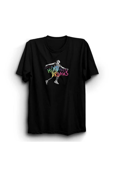 fame-stoned Coldplay Baskılı Unisex %100 Pamuk Siyah T-shirt