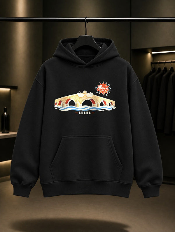 Adana Taşköprü Kapüşonlu Sweatshirt – Siyah