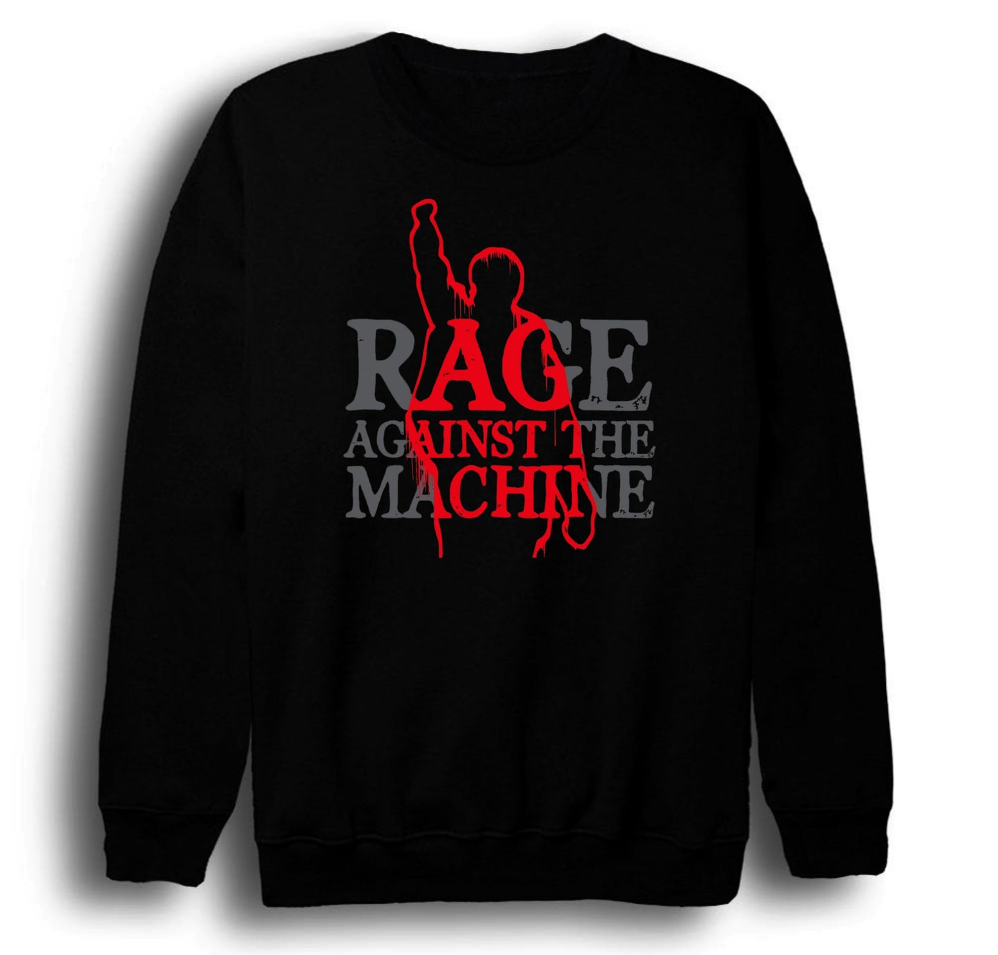 Rage Against the Machine - Müzik Grubu Baskılı Unisex %100 Pamuk Bisiklet Yaka Siyah Sweatshirt