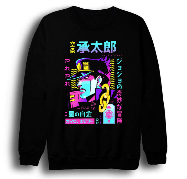 JoJo's Bizarre Adventure Dio Brando Kujo baskılı siyah sweatshirt
