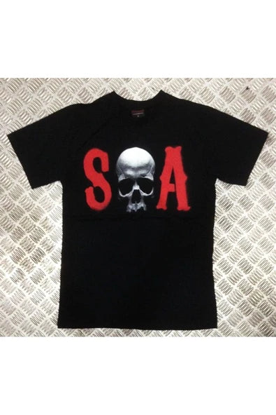 fame-stoned Sons Of Anarchy Baskılı Unisex %100 Pamuk Siyah T-shirt