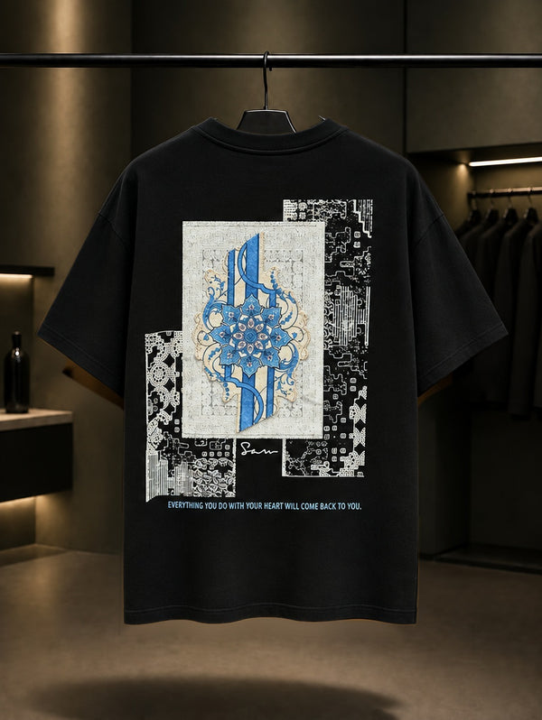 Kalpten Gelen Oversize Tişört – Siyah arka