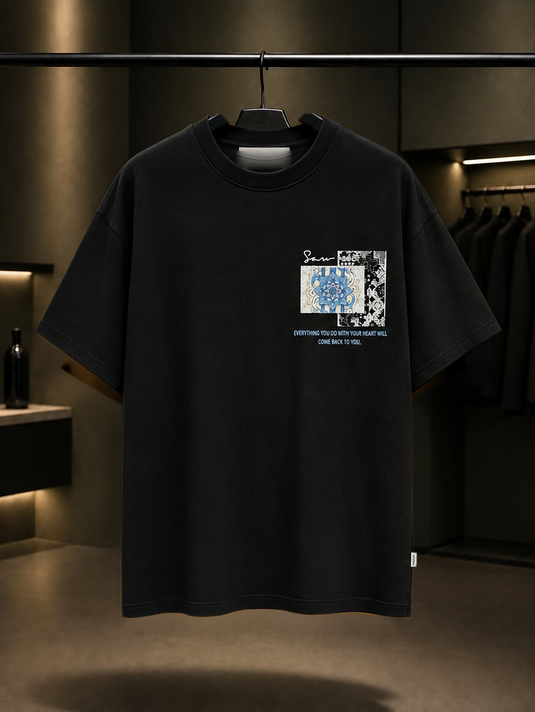 Kalpten Gelen Oversize Tişört – Siyah ön