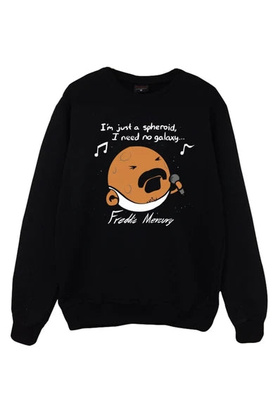 Queen Freddie Mercury esprili görseli: baskılı siyah sweatshirt