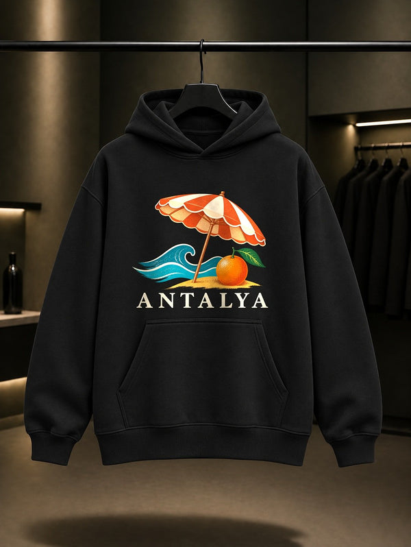 Antalya Akdeniz Sahili Kapüşonlu Sweatshirt – Siyah