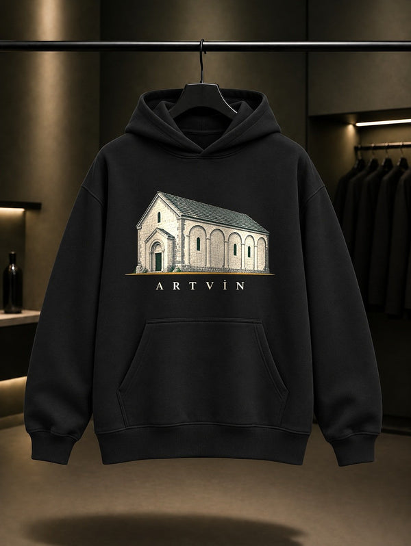 Artvin Barhal Kilisesi Kapüşonlu Sweatshirt – Siyah