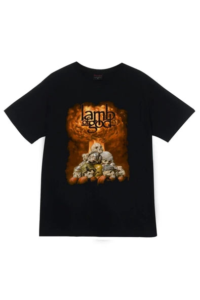 fame-stoned Lamb Of God Baskılı Unisex %100 Pamuk Siyah T-shirt