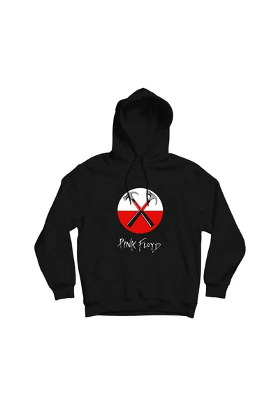 Pink Floyd The Wall caprazlanmis cekicler baskılı siyah kapüşonlu sweatshirt
