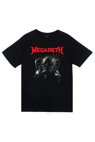 fame-stoned Megadeth Baskılı Unisex %100 Pamuk Siyah T-shirt