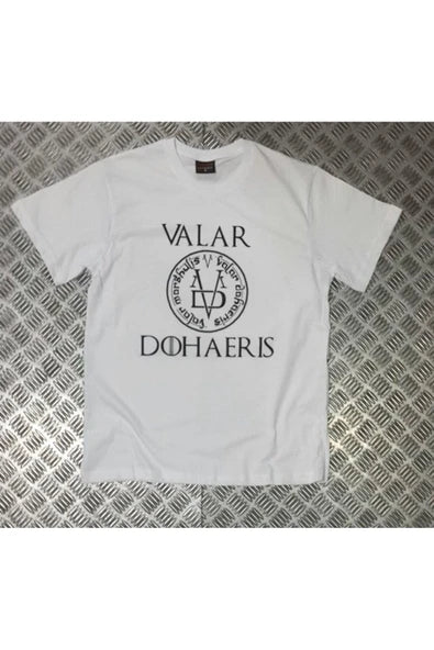 fame-stoned Game Of Thrones Baskılı Unisex %100 Pamuk Beyaz T-shirt