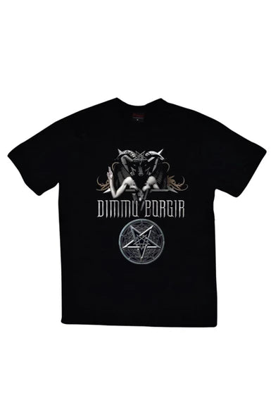 fame-stoned Dimmu Borgir Baskılı Unisex %100 Pamuk Siyah T-shirt