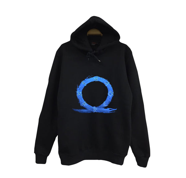 God Of War baskılı siyah kapüşonlu sweatshirt