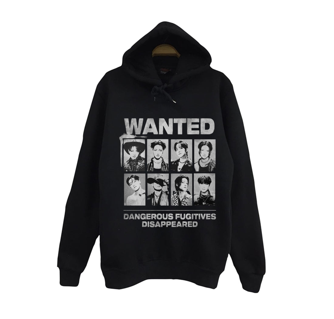 BTS - Bangtan Boys - K-Pop baskılı siyah kapüşonlu sweatshirt