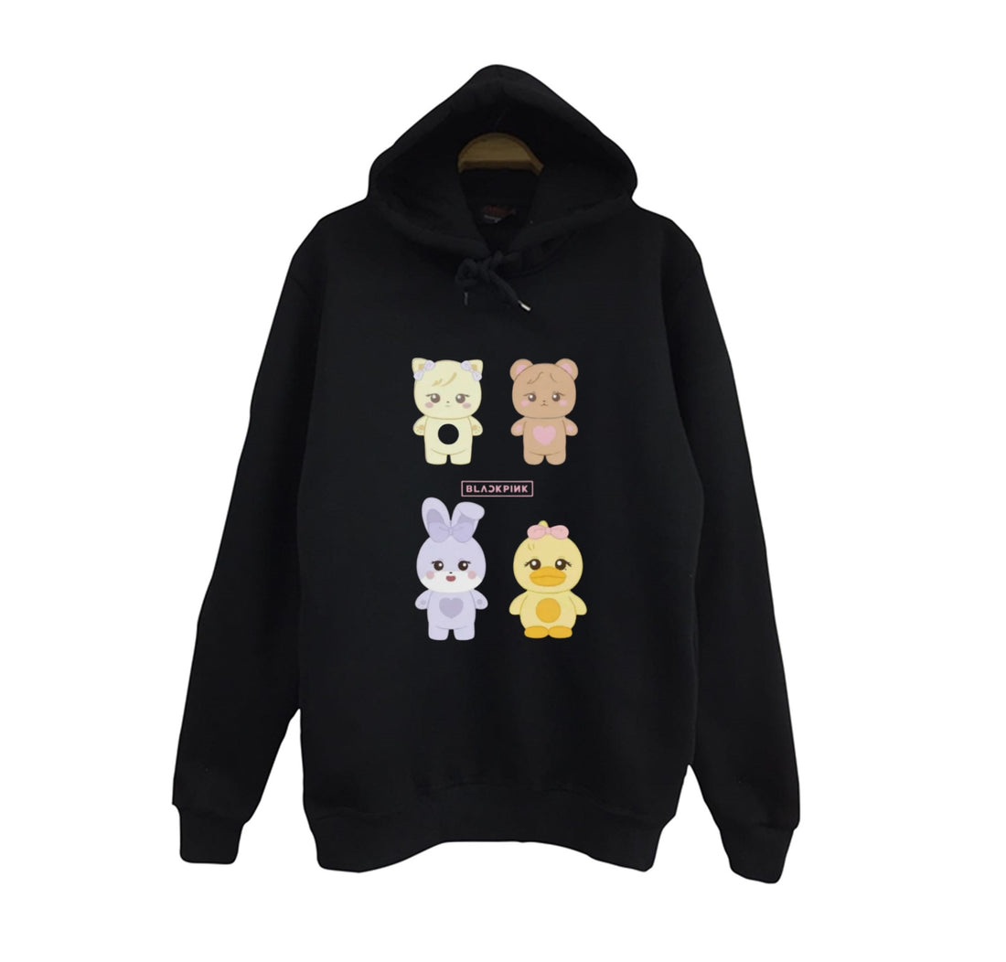 Blackpink - Lisa - Jennie - Jisoo -Rose - Deadline Dört baskılı siyah kapüşonlu sweatshirt