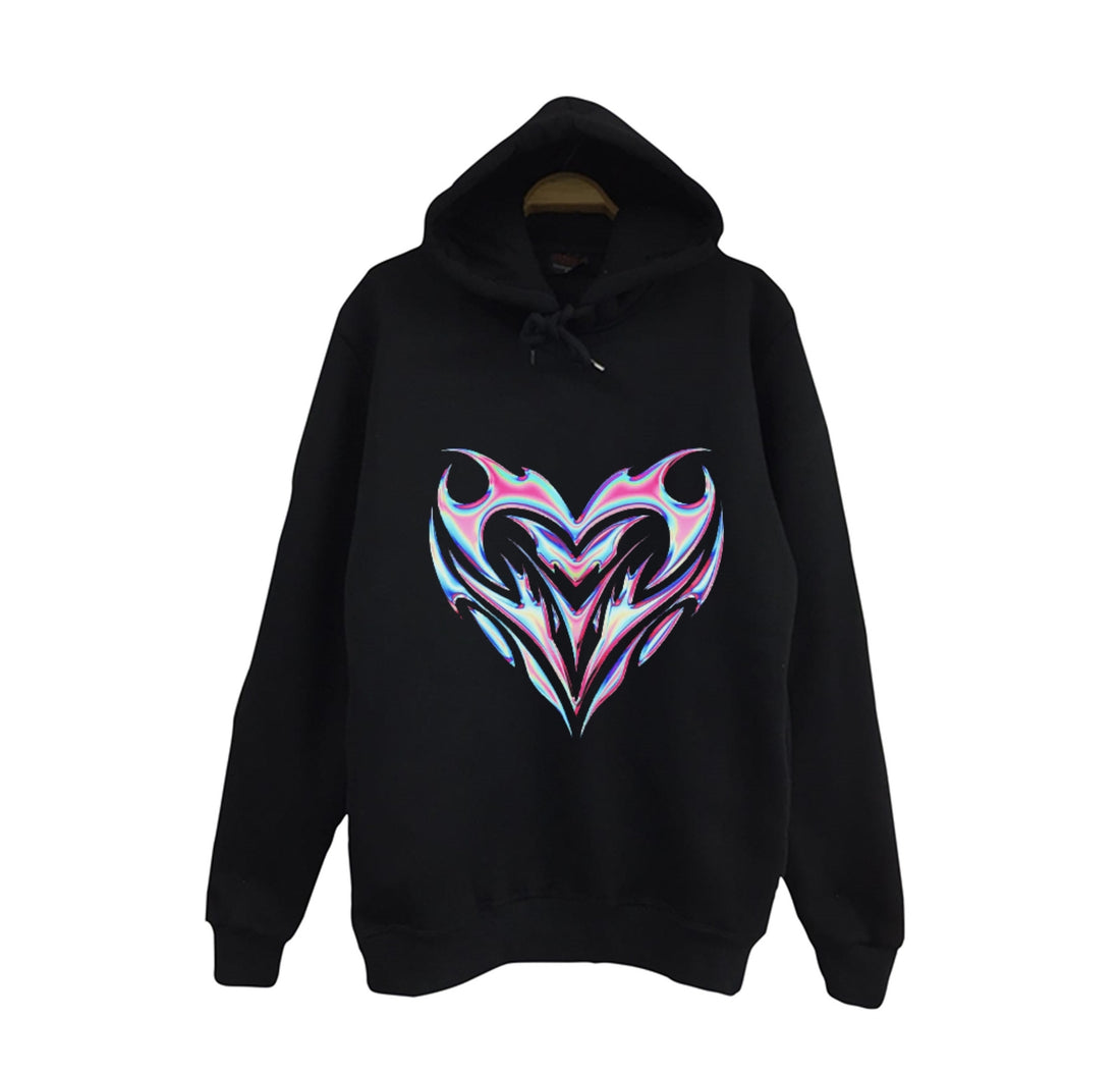 Irisdicent Hearth baskılı siyah kapüşonlu sweatshirt