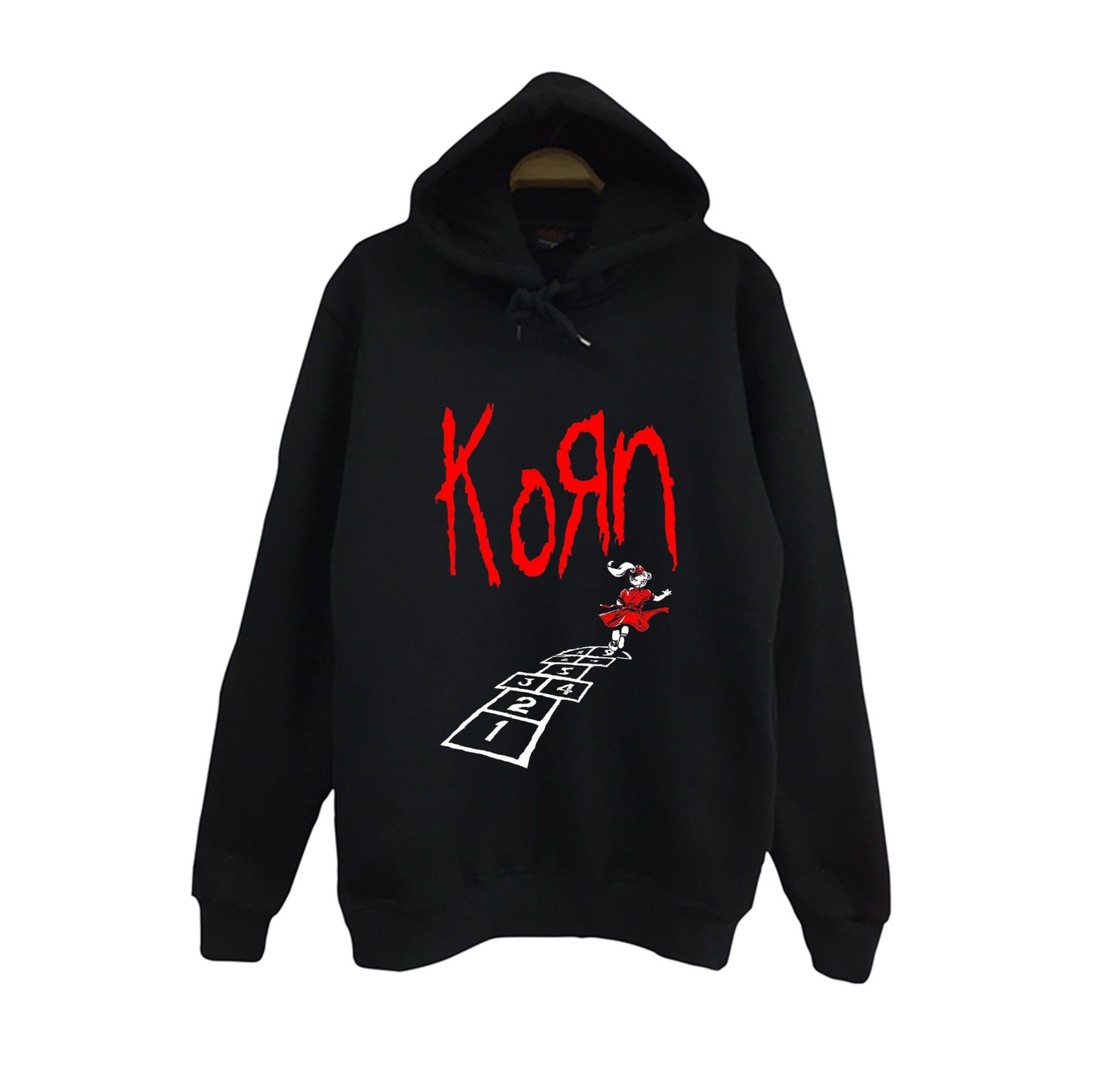 Korn - Follow the Leader - Albüm Baskılı Unisex %100 Pamuk Kapüşonlu Siyah Sweatshirt