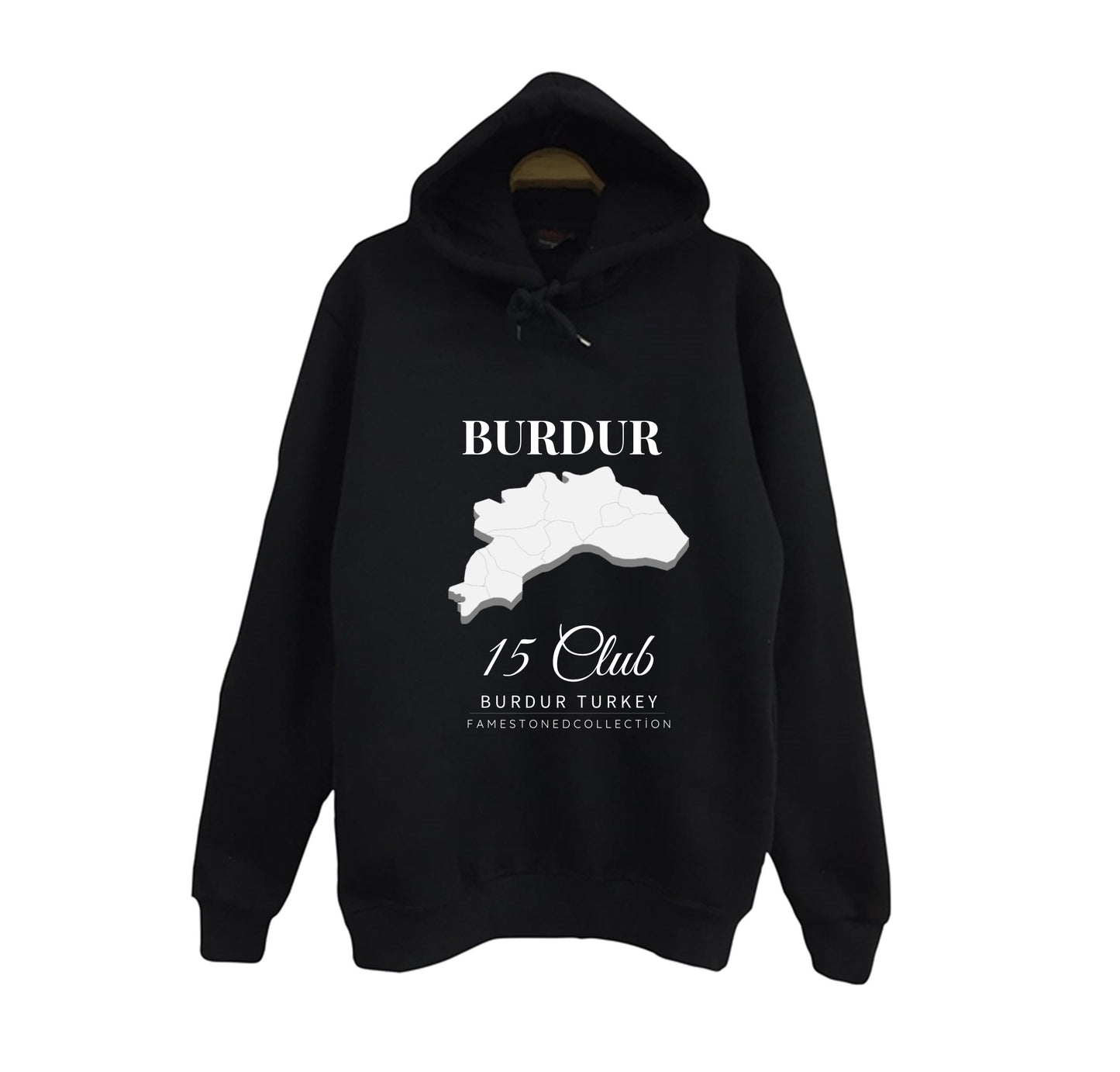 Burdur - 15 - Salda - Sagalassos - Lavanta Baskılı Unisex %100 Pamuk Siyah Kapüşonlu Sweatshirt