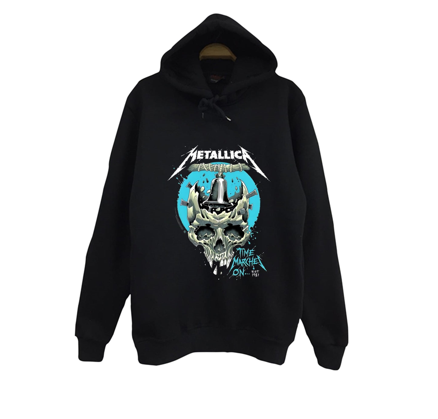 Metallica Baskılı Unisex %100 Pamuk Kapüşonlu Siyah Sweatshirt