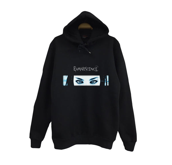Evanescence baskılı siyah kapüşonlu sweatshirt
