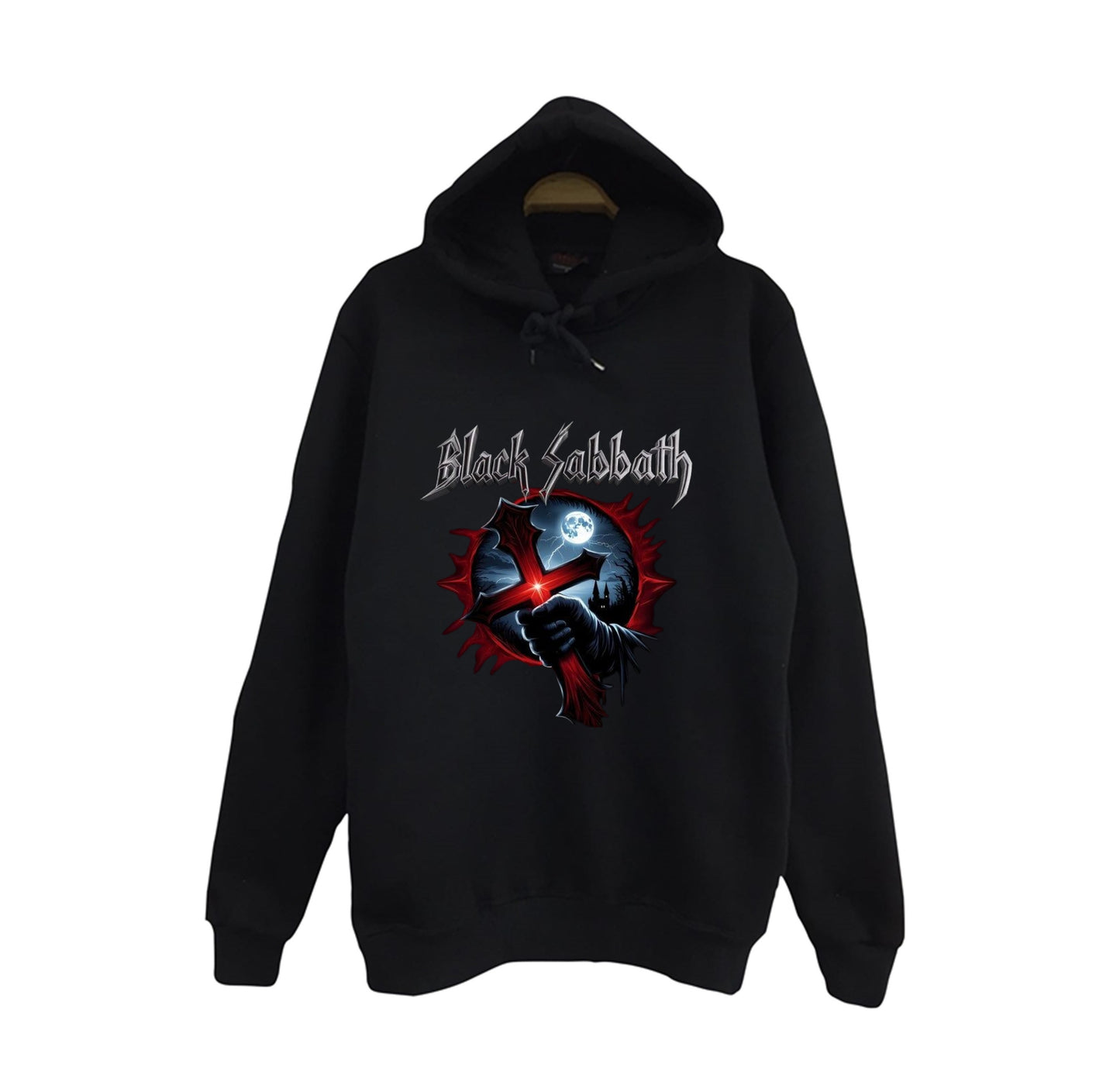 Black Sabbath Baskılı Unisex %100 Pamuk Kapüşonlu Siyah Sweatshirt