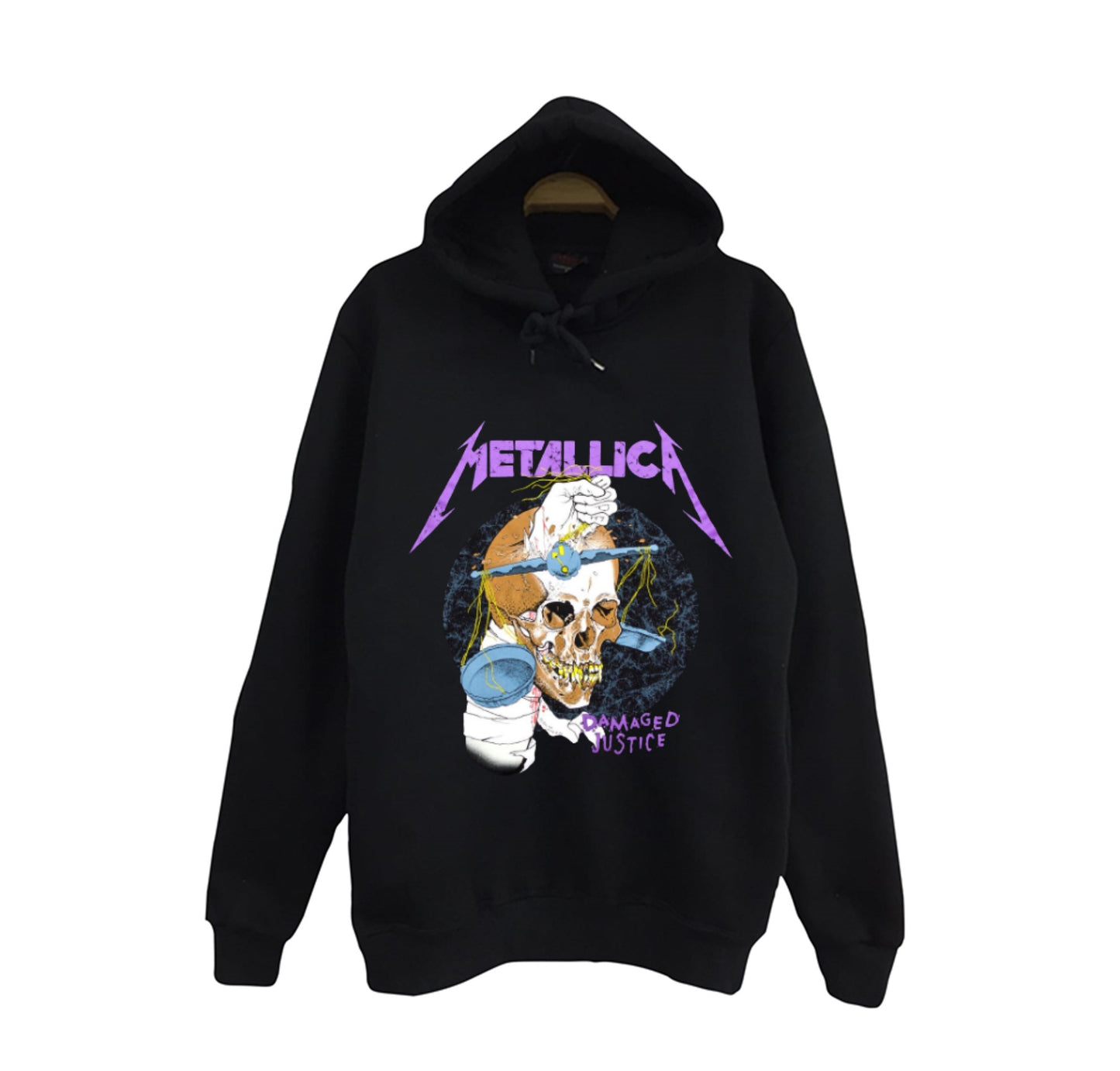 Metallica Baskılı Unisex %100 Pamuk Kapüşonlu Siyah Sweatshirt