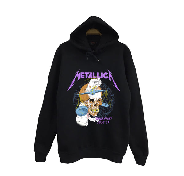 Metallica ...And Justice for All baskılı siyah kapüşonlu sweatshirt