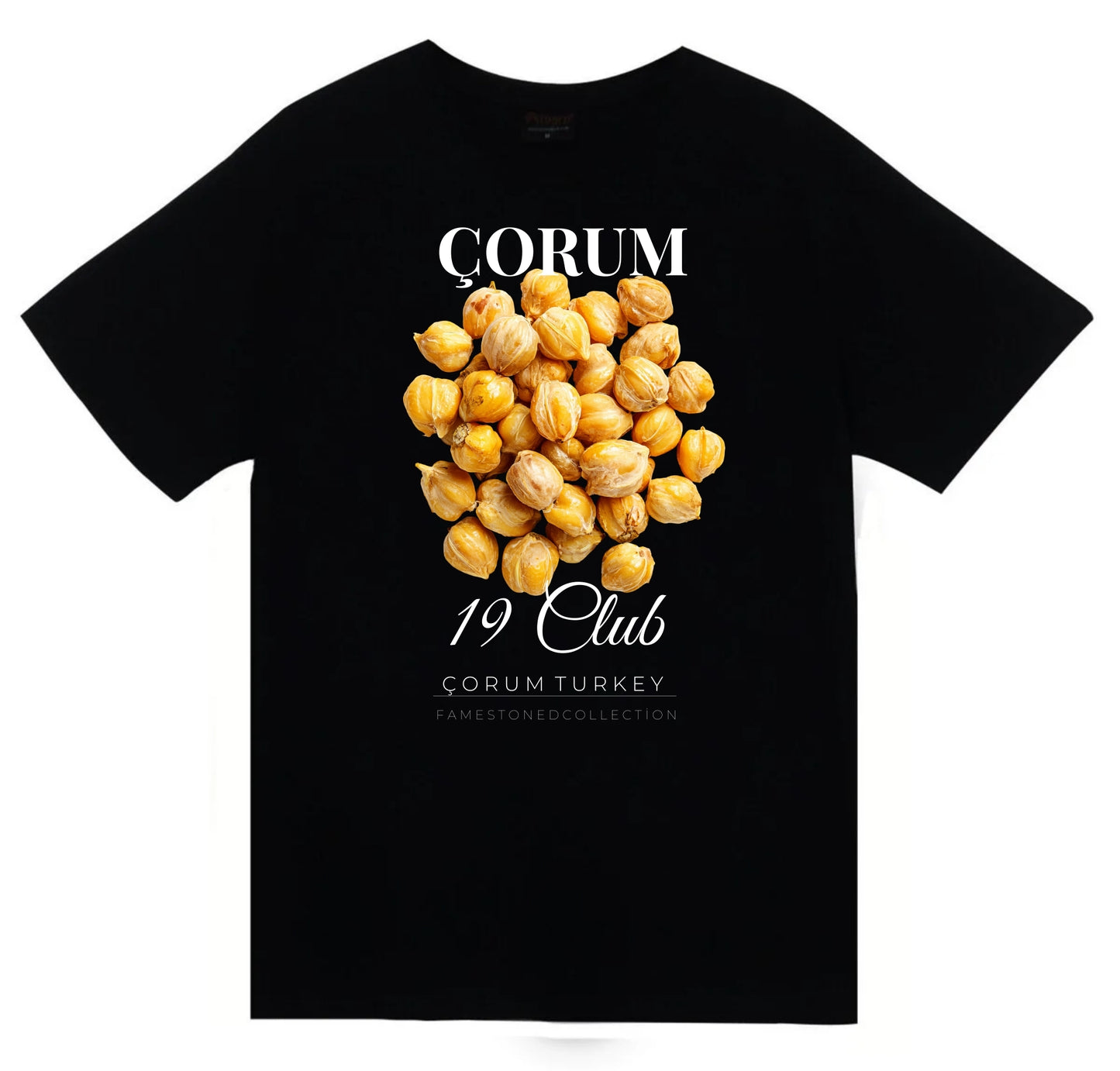 Çorum - 19 - Leblebi - Hattuşa - Şehir Baskılı Unisex %100 Pamuk Siyah T-shirt