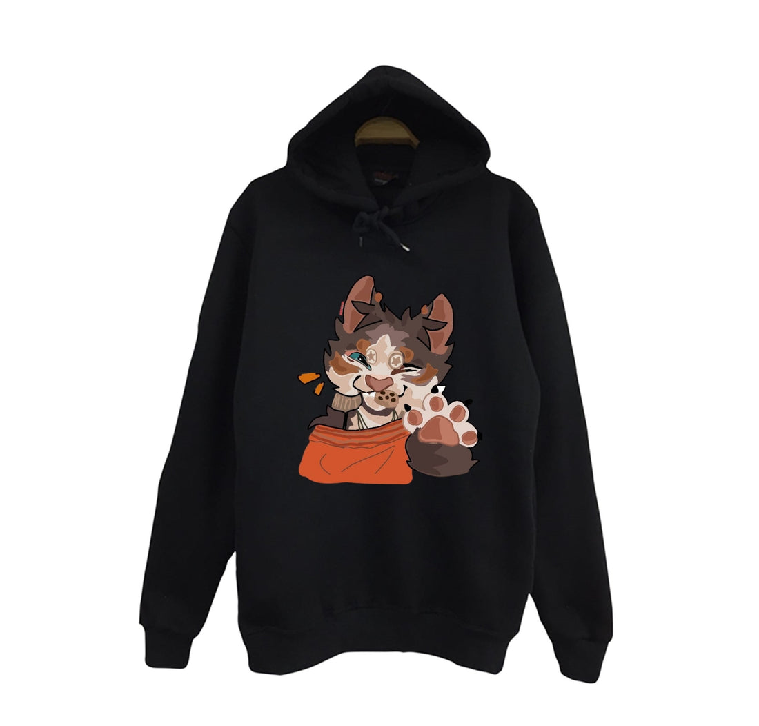 Therian baskılı siyah kapüşonlu sweatshirt