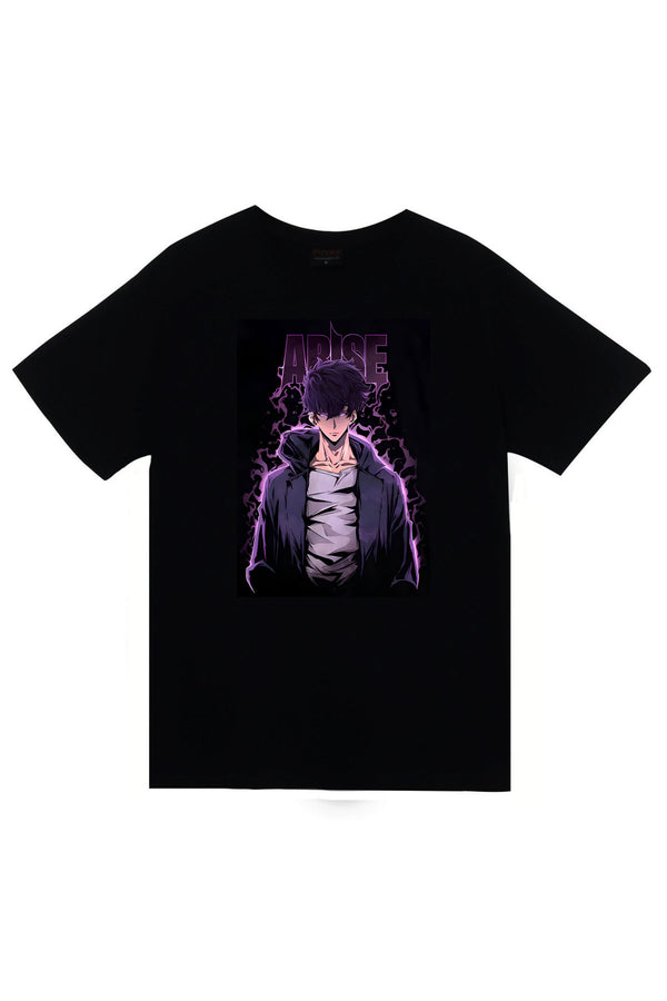 Solo Leveling Arise Anime baskılı siyah tişört