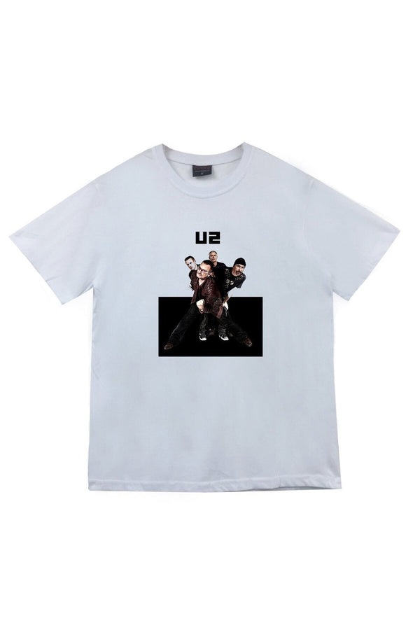 U2 baskılı beyaz tişört
