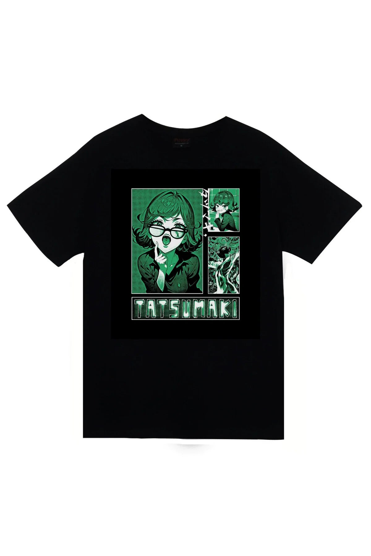 One Punch Man Tatsumaki Anime Baskılı Unisex %100 Pamuk Siyah T-shirt