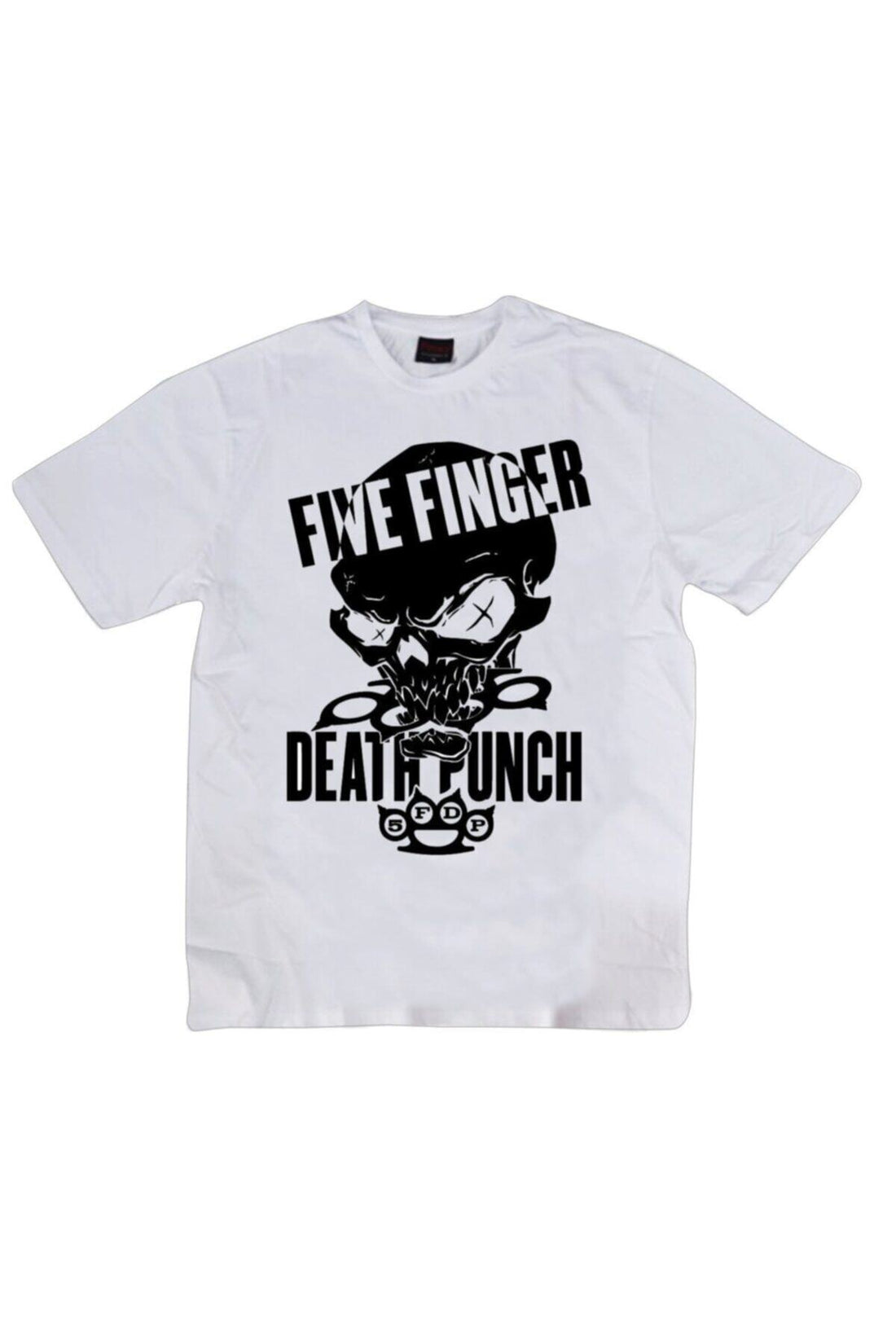 Unisex Beyaz Five Finger Death Punch baskılı beyaz tişört