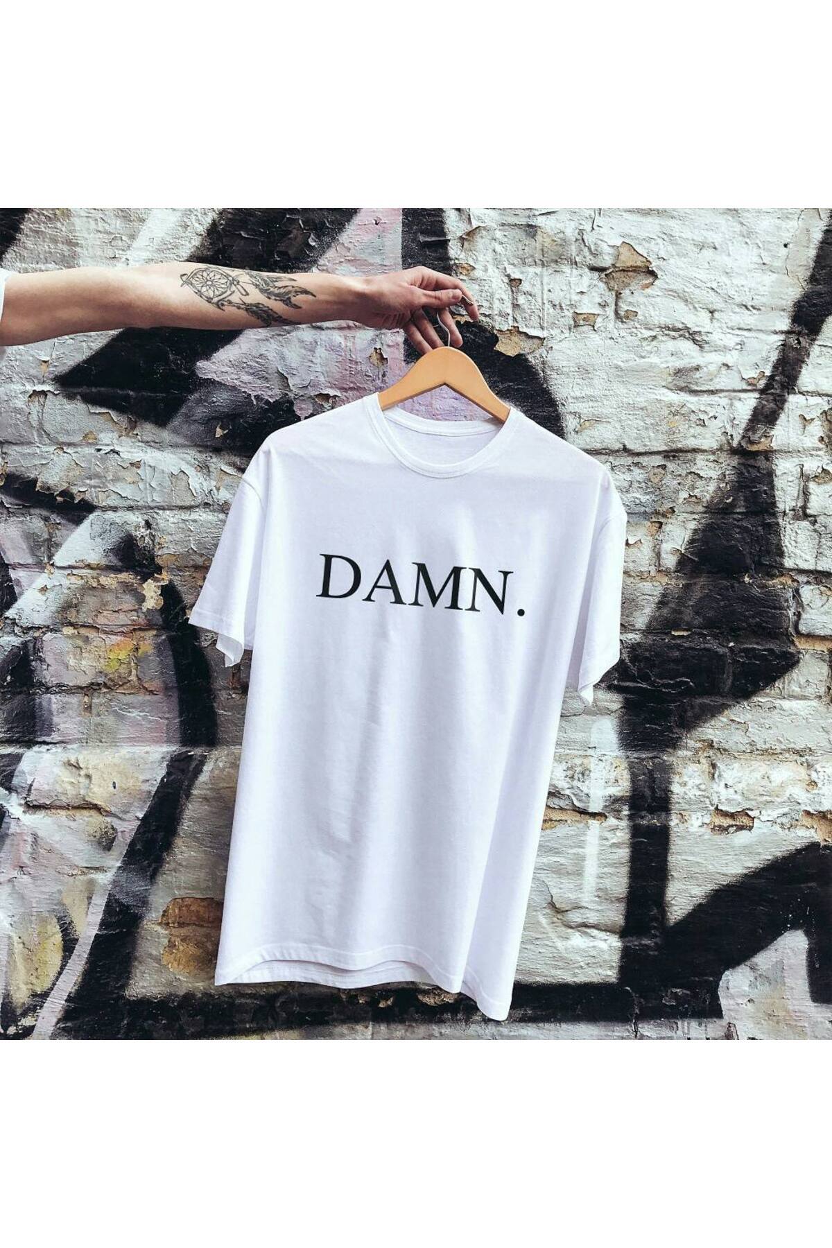 Beyaz Damn Baskılı Tişört