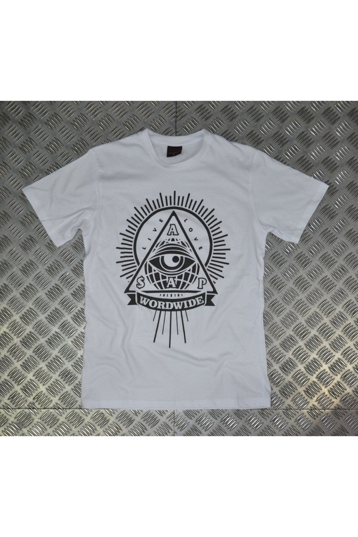 Asap Rocky Baskılı Unisex %100 Pamuk Beyaz T-shirt