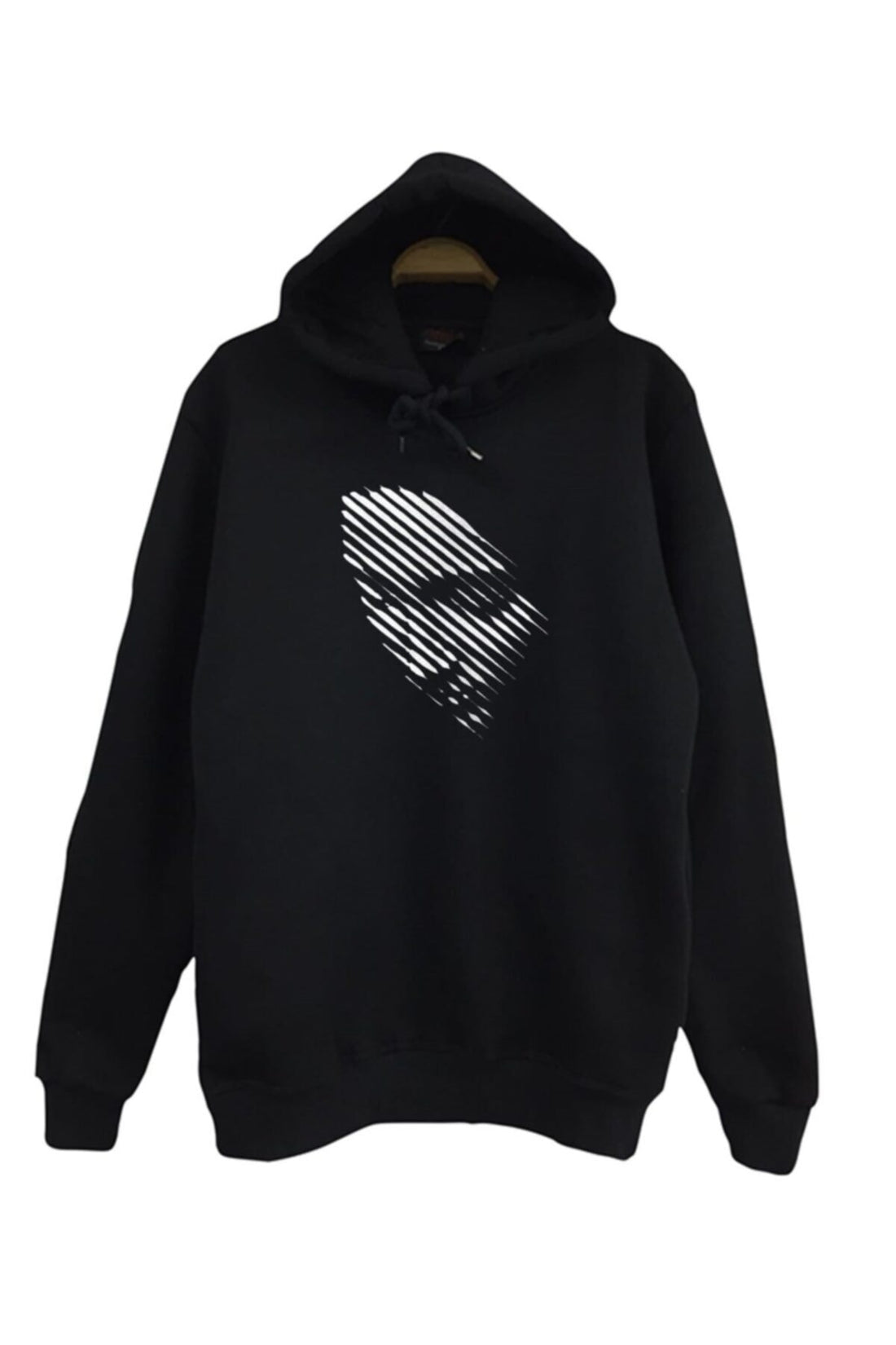 Fame Stoned baskılı siyah kapüşonlu sweatshirt