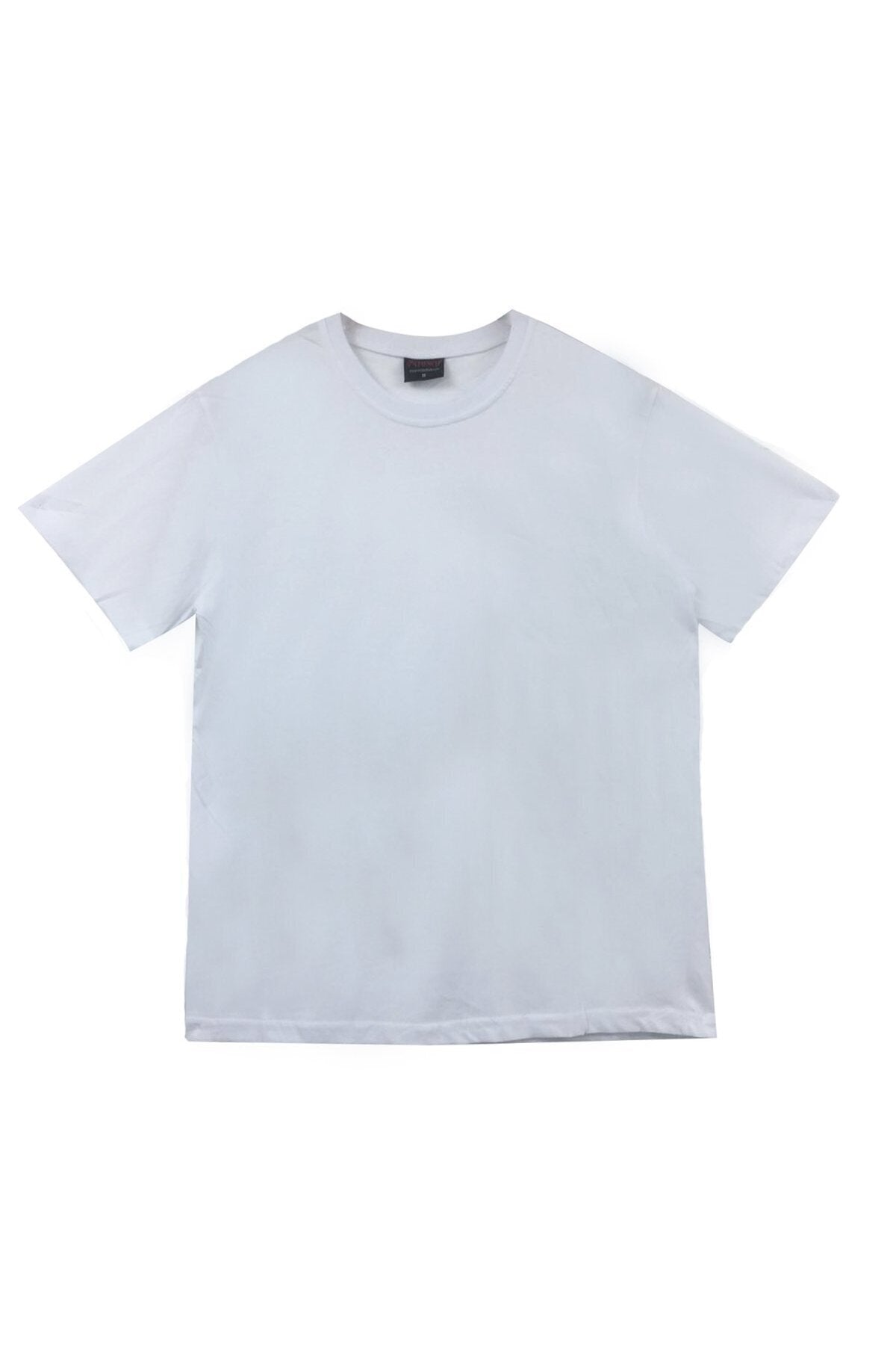 Unisex Beyaz Bisiklet Yaka T-shirt