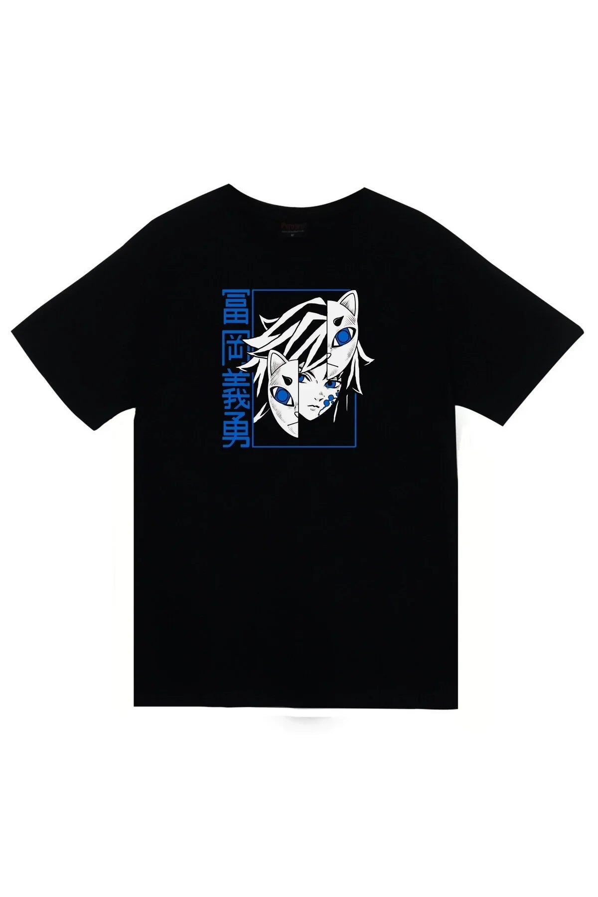 Demon Slayer Anime Baskılı Unisex %100 Pamuk Siyah T-shirt