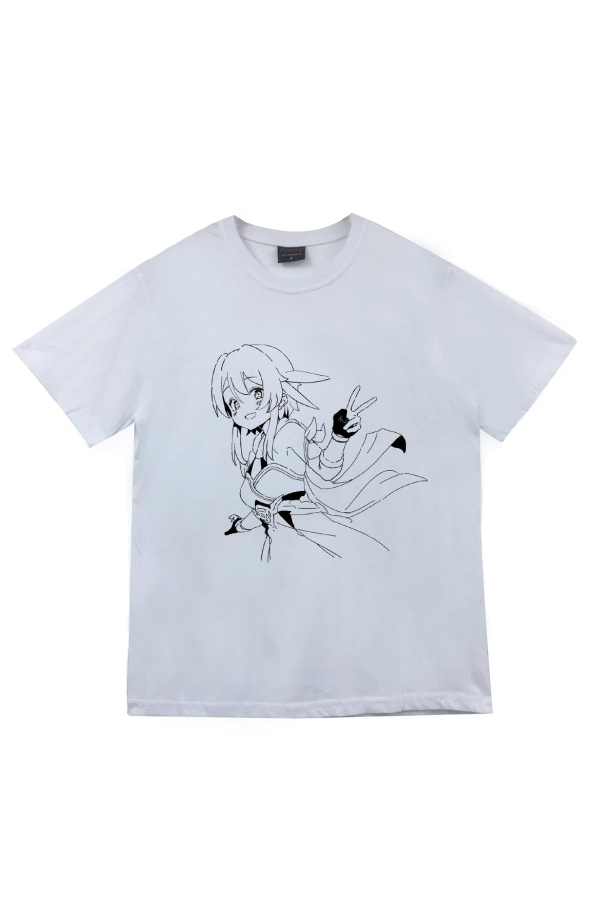 Genshin Impact Anime Baskılı Unisex %100 Pamuk Beyaz T-shirt