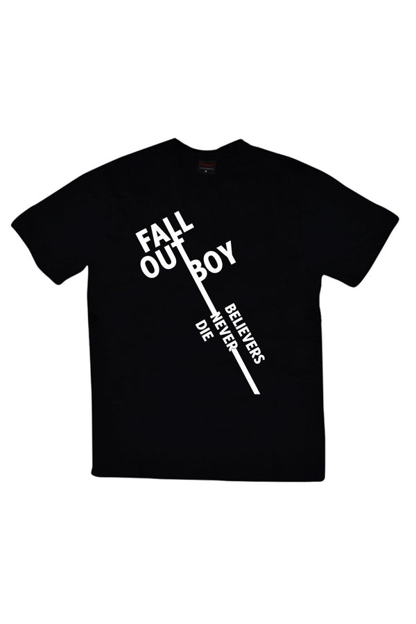 Fall Out Boy Baskılı Unisex %100 Pamuk Tişört – Siyah