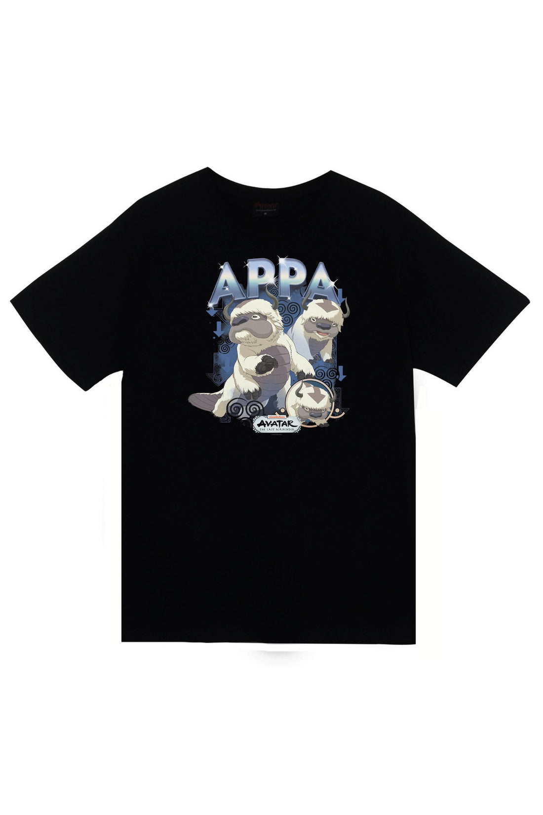 Avatar The Last Airbender Appa (uçan bizon) baskılı siyah tişört